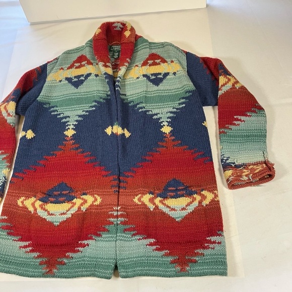Ralph Lauren Womens Hand Knit Cardigan Sweater Vintage Southwestern Aztec Navajo - Picture 8 of 11